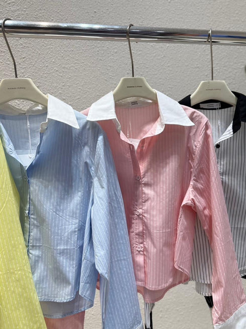 Women Casual stripes Crop Shirts